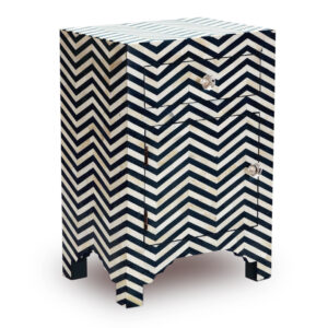 Bone Inlay Chevron Design Bedside Table