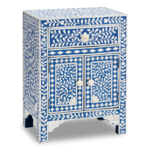 Bone Inlay Bedside Table in Blue
