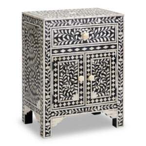 Bone Inlay Bedside Cabinet in Black