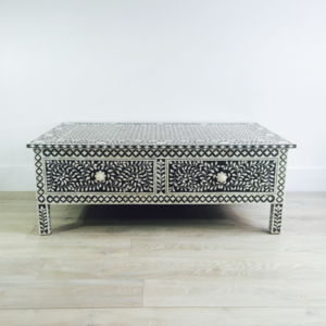 bone inlay coffee table, coffee table with bone inlay
