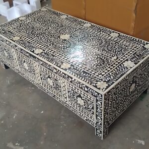 Bone Inlay 8 Drawer Coffee Table in Black