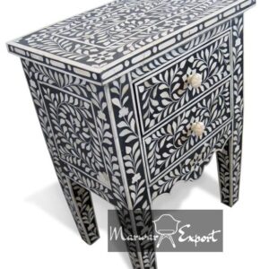 BONE INLAY BEDSIDE TABLE, BONE INLAY BEDSIDE CABINET