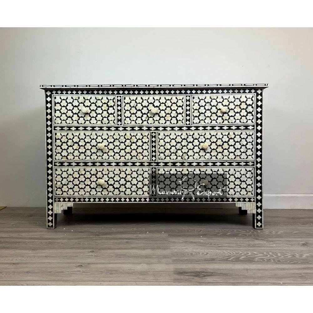 Bone Inlay Targua Design Chest of 7 Drawer / Chest/ Sideboard/ Buffet / Cupboard