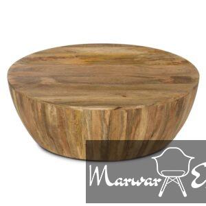 Solid Mango Wood Drum Style Coffee Table | Round Mango Wood Coffee Table